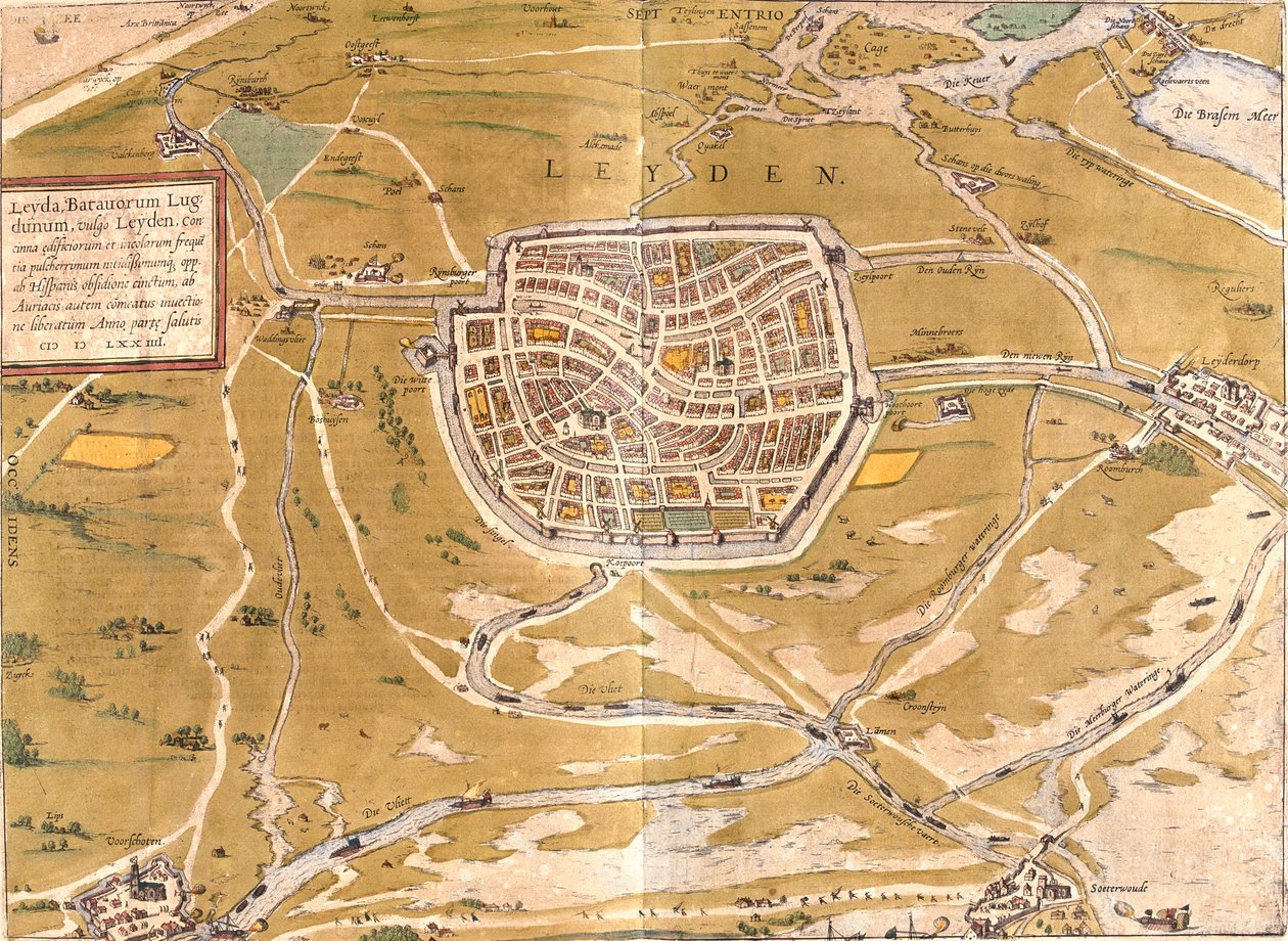 Leiden, Holland von Georg and Hogenberg Franz (1535 90) Braun