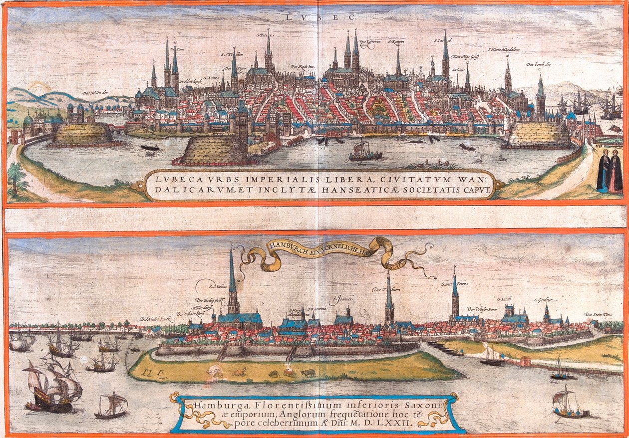 Lübeck, Hamburg, Deutschland von Georg and Hogenberg Franz (1535 90) Braun