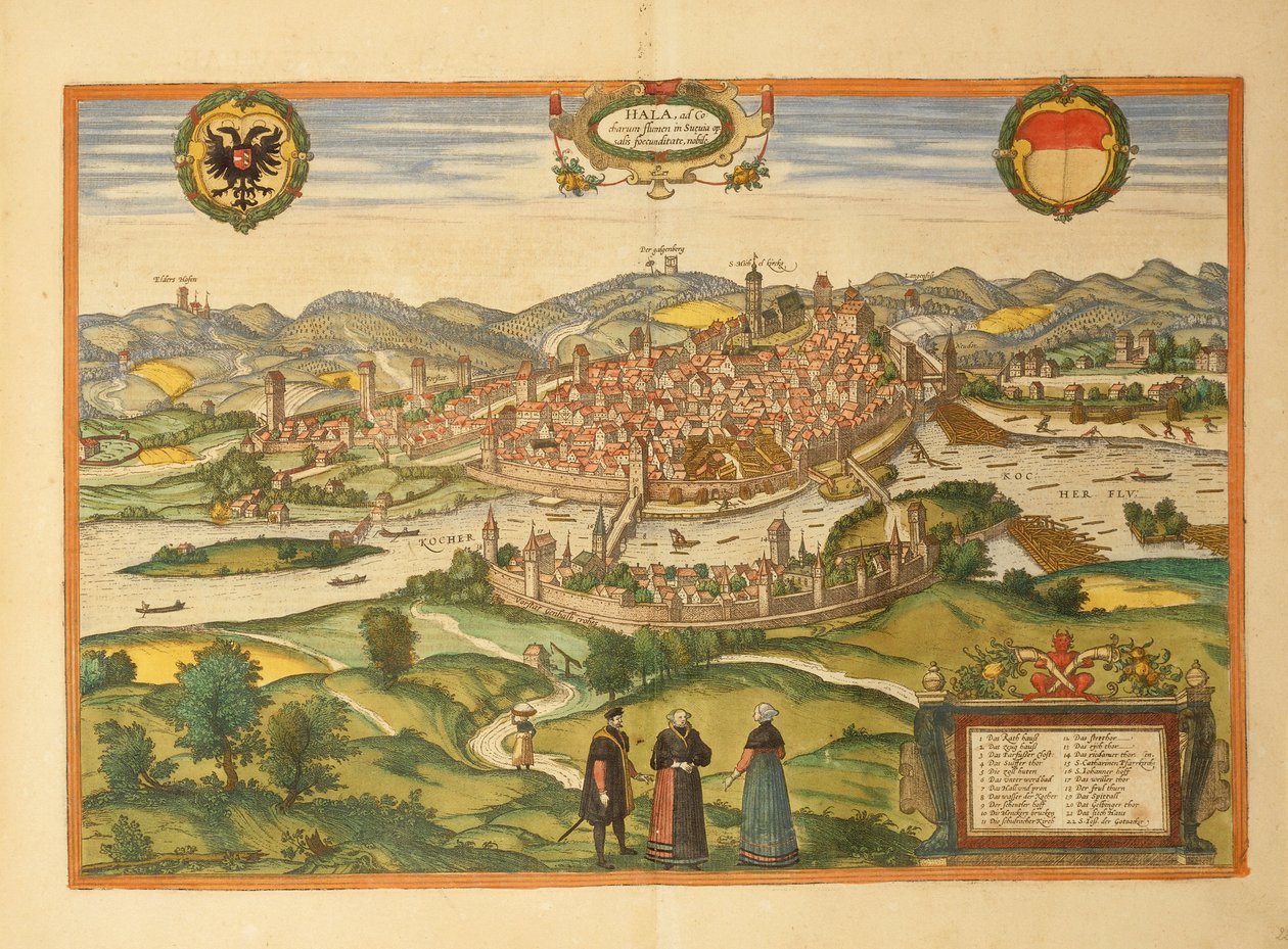 Karte von Halle an der Saale aus Civitates Orbis Terrarum von Georg Braun von Georg Braun and Hogenberg Franz