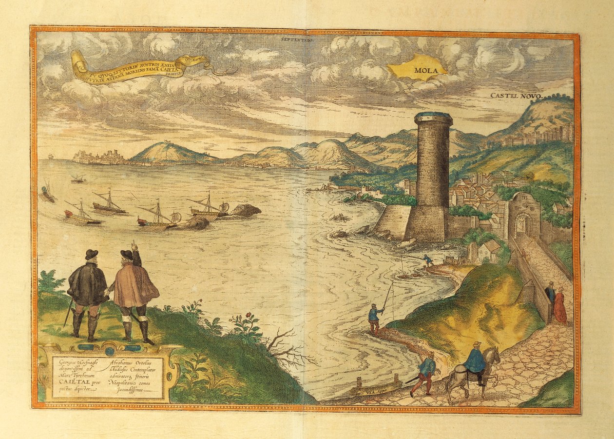 Karte von Mola di Bari, Apulien aus Civitates Orbis Terrarum von Georg Braun and Hogenberg Franz