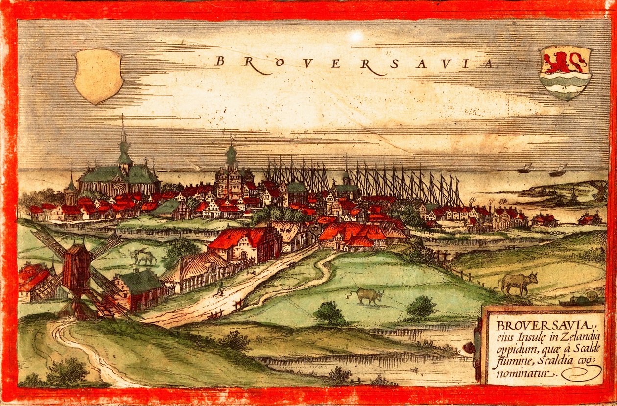 Brouwershaven, Zeeland, Niederlande von Georg and Hogenberg Franz (1535 90) Braun