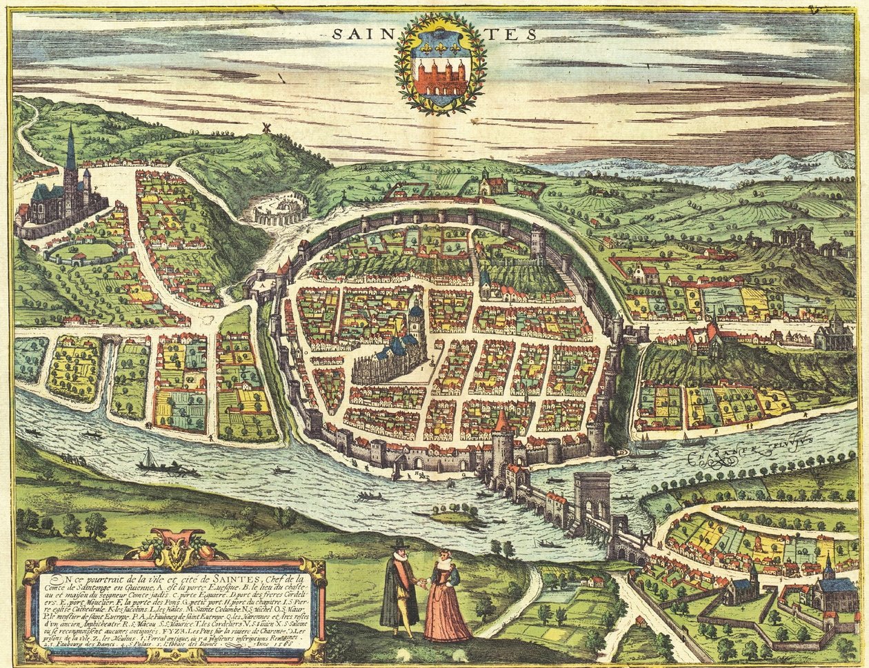 Saintes, Frankreich von Georg and Hogenberg Franz (1535 90) Braun