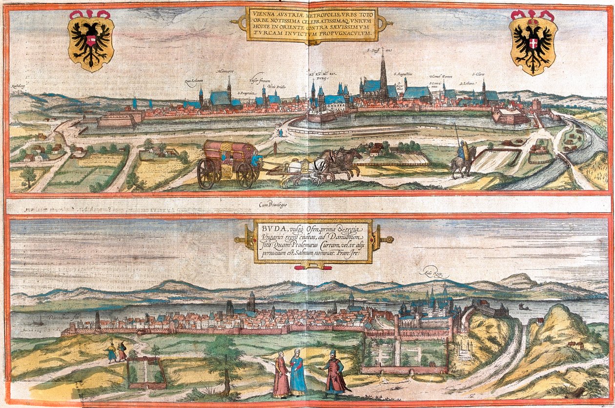 Wien, Budapest, Österreich, Ungarn von Georg and Hogenberg Franz (1535 90) Braun