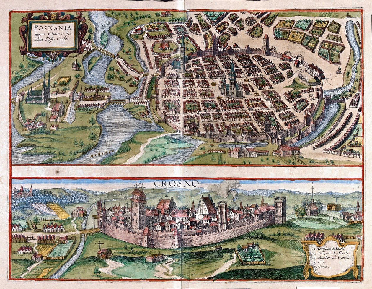 Poznan und Krosno, Polen von Georg Braun and Hogenberg Franz