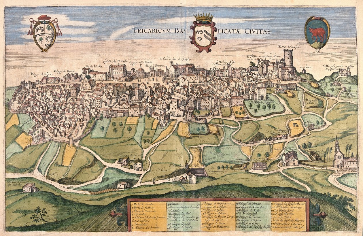 Tricario, Region Basilikata, Italien (Stich) von Georg Braun and Hogenberg Franz