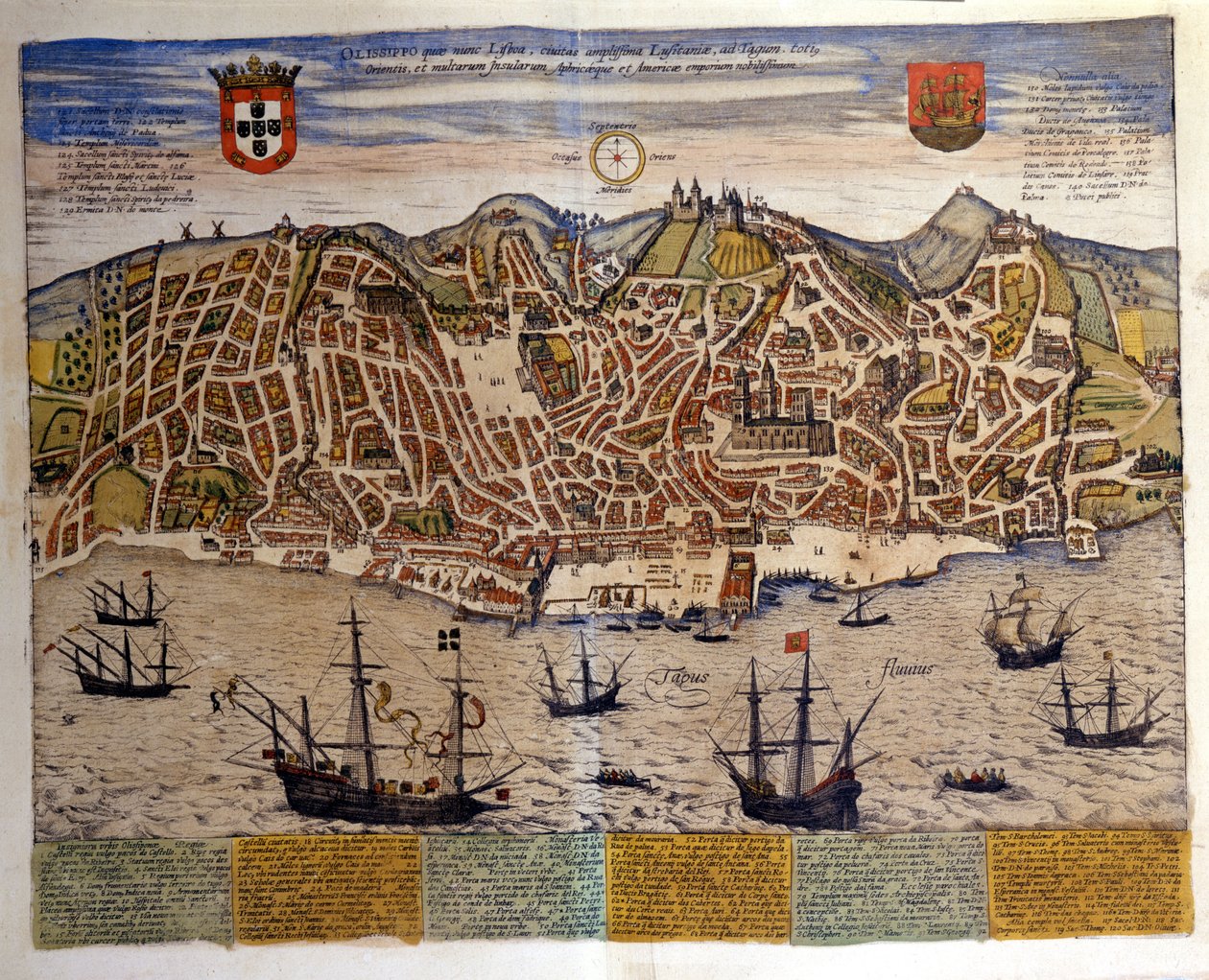 Ansicht von Lissabon Ende des 16. Jahrhunderts. Atlas „Civitates Orbis Terrarum“ von Braun & Hogenberg von Georg Braun and Hogenberg Franz