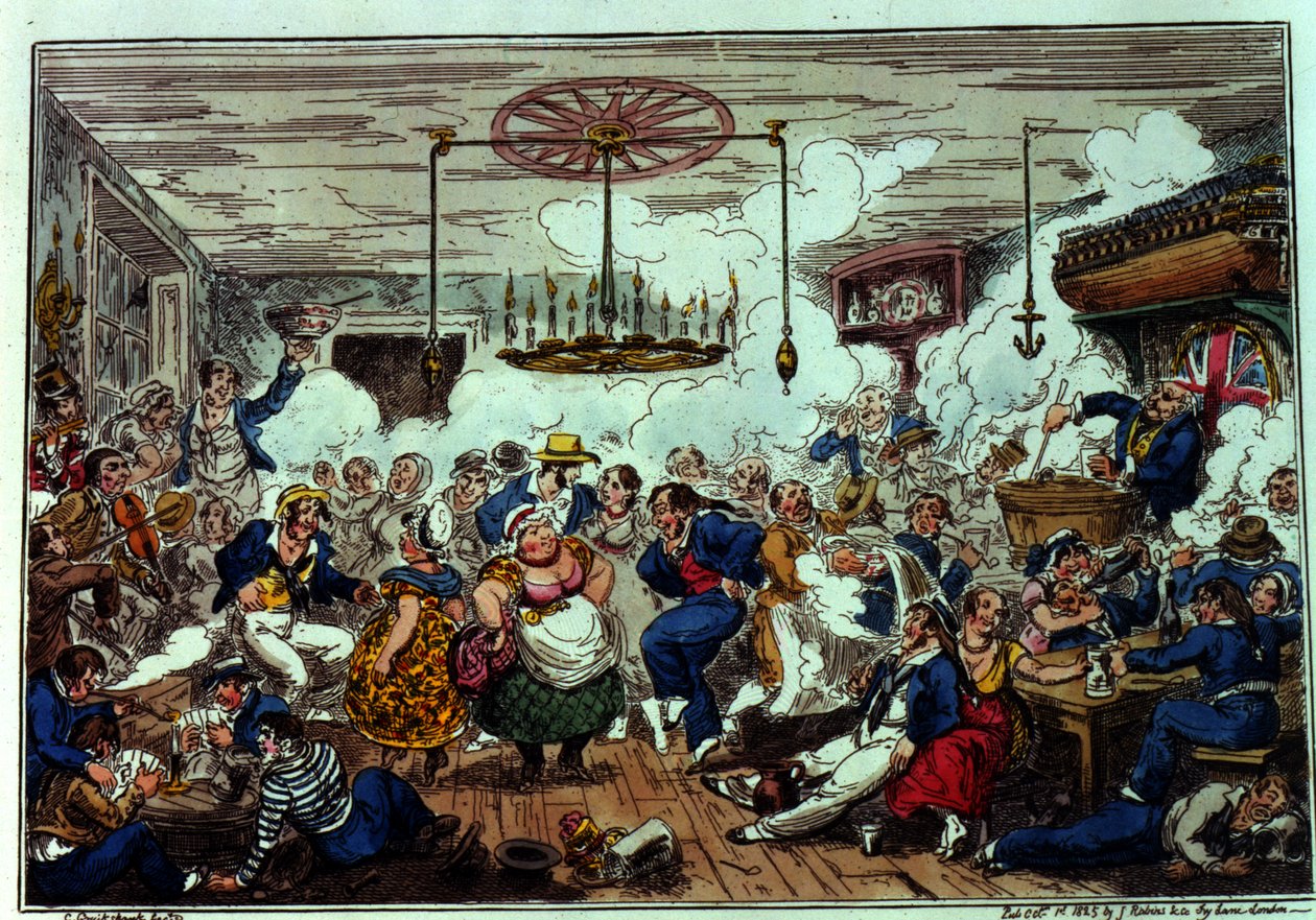 Matrosen beim Feiern, veröffentlicht von James Robins und Co., 1. Oktober 1825 von George Cruikshank