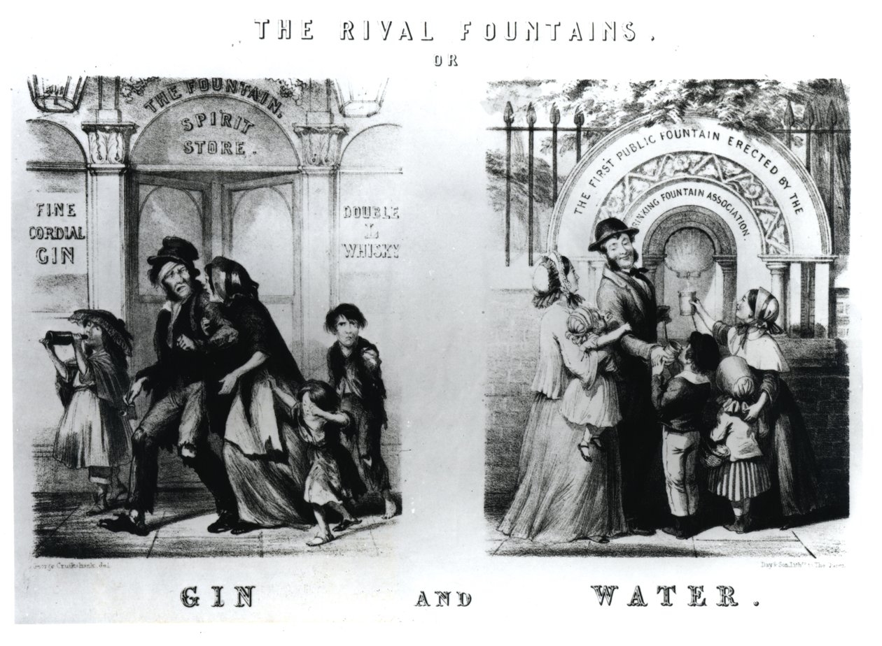 Die Rivalenbrunnen oder Gin und Wasser von George Cruikshank