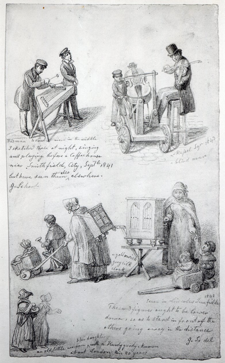 Musiker auf den Straßen von London, 1841-43 von George Snr Scharf