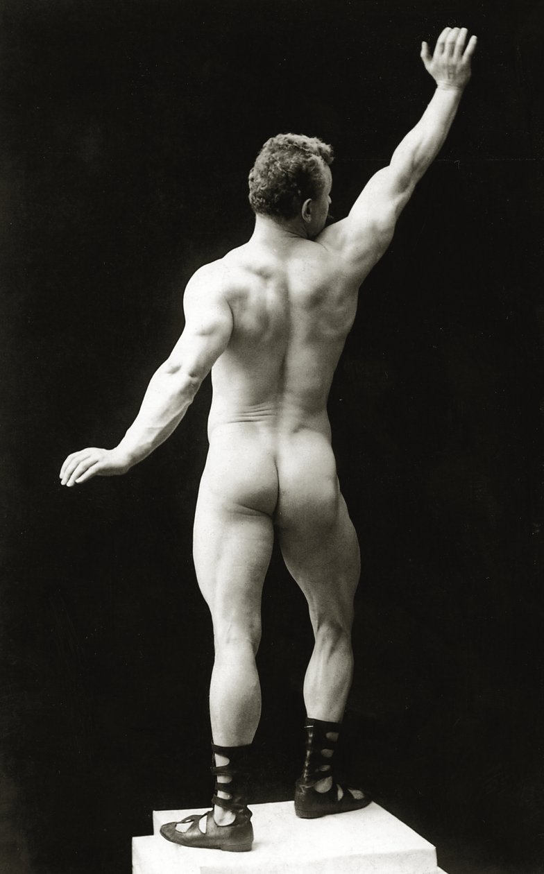 Eugen Sandow, in klassischer antiker griechisch-römischer Pose, ca. 1894 von George Steckel