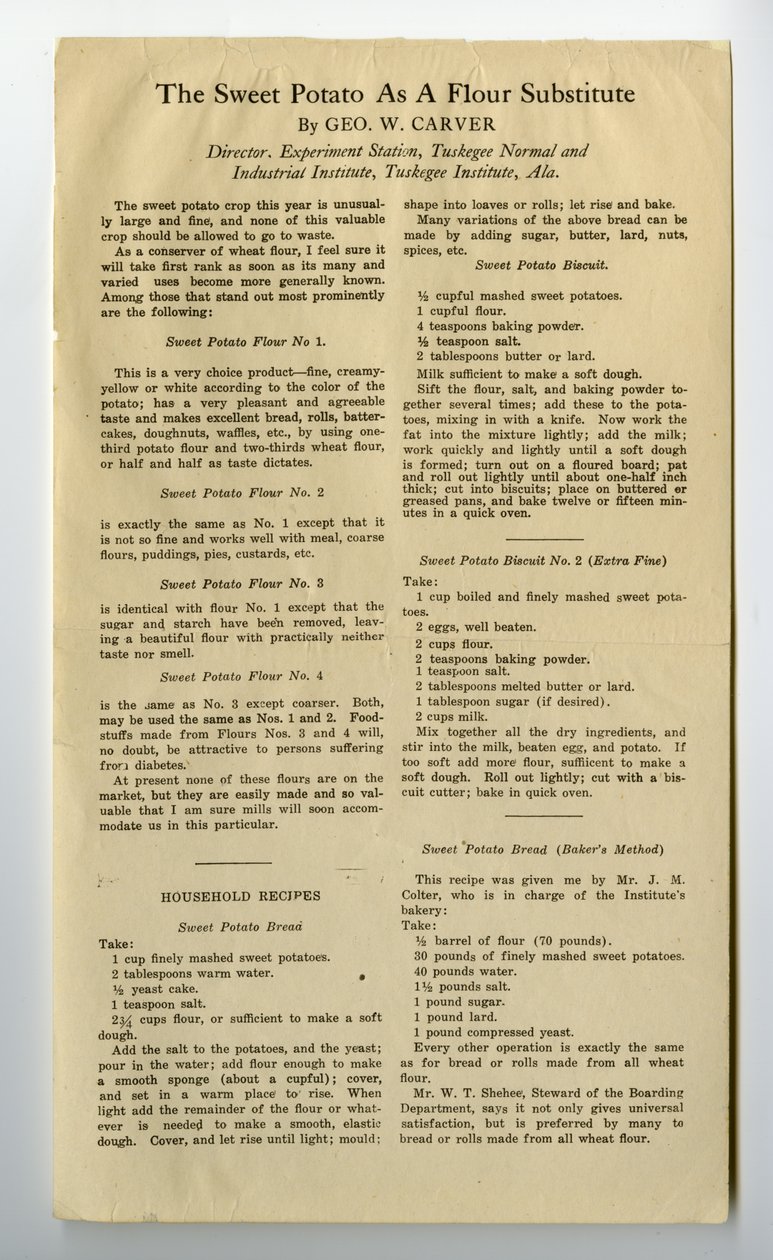 Die Süßkartoffel als Mehlersatz, ca. 1915 von George Washington Carver