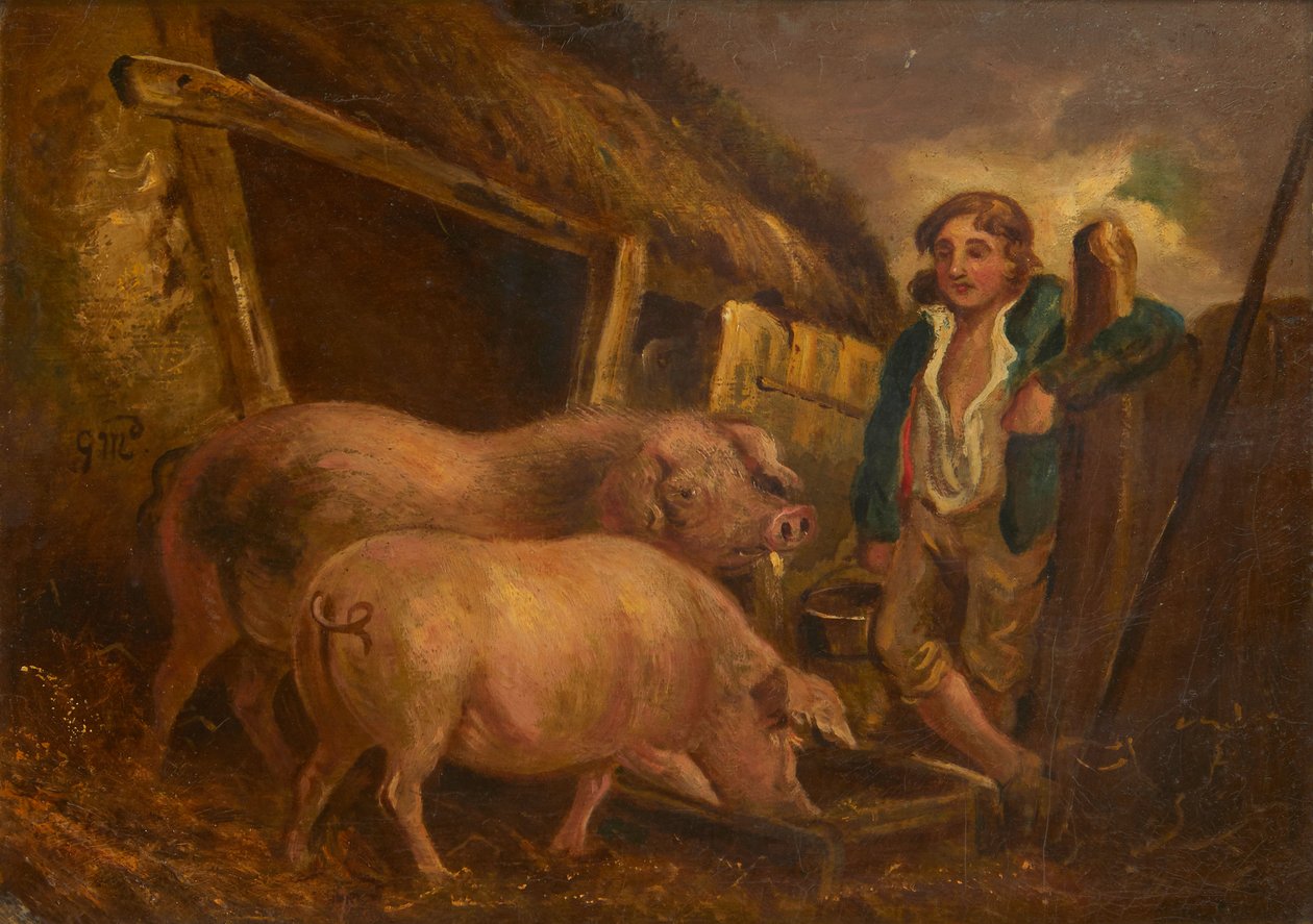 Pflege der Preisschweine von George (follower of) Morland