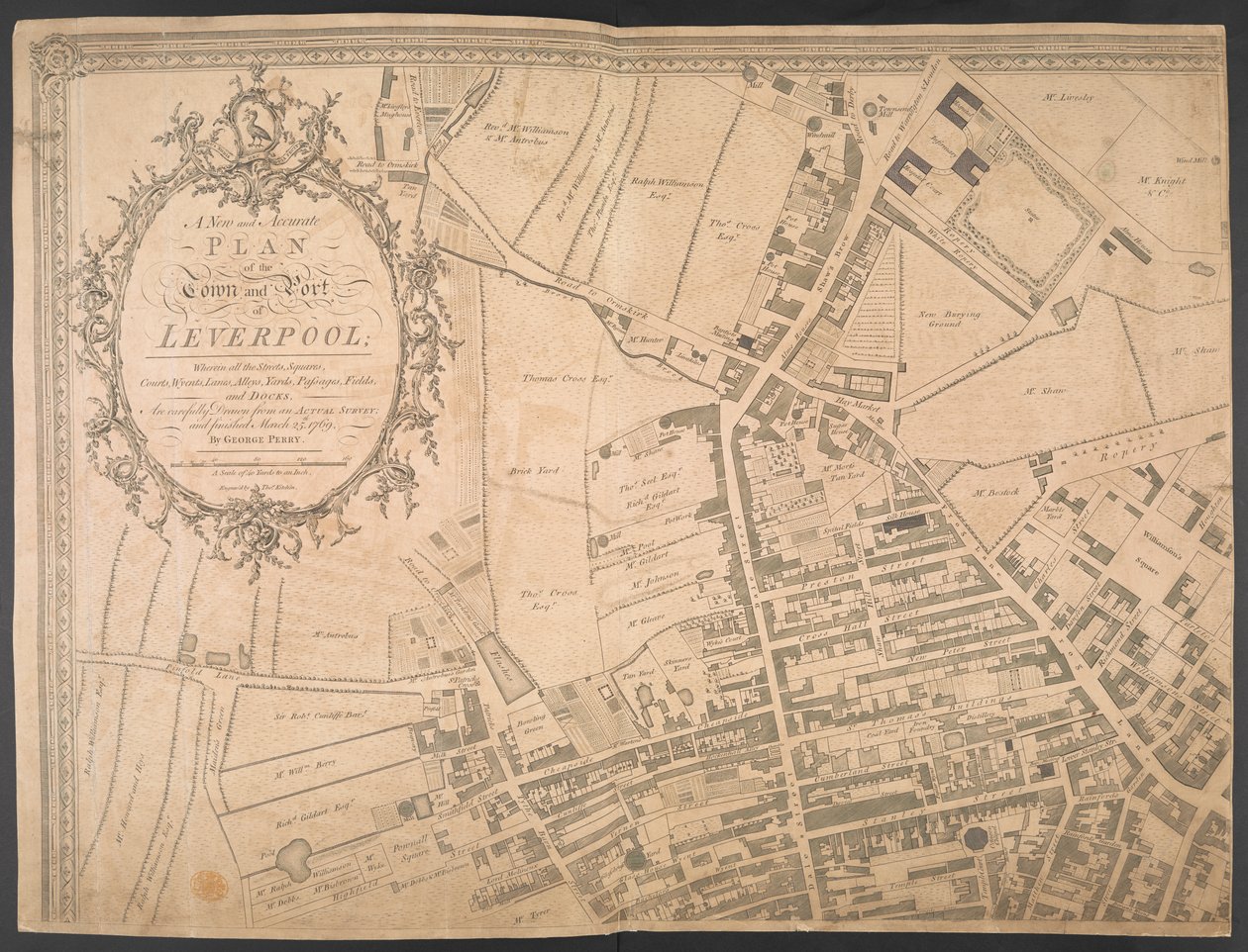 'Der neue und genaue Plan der Stadt und des Hafens von Leverpool', aus ...