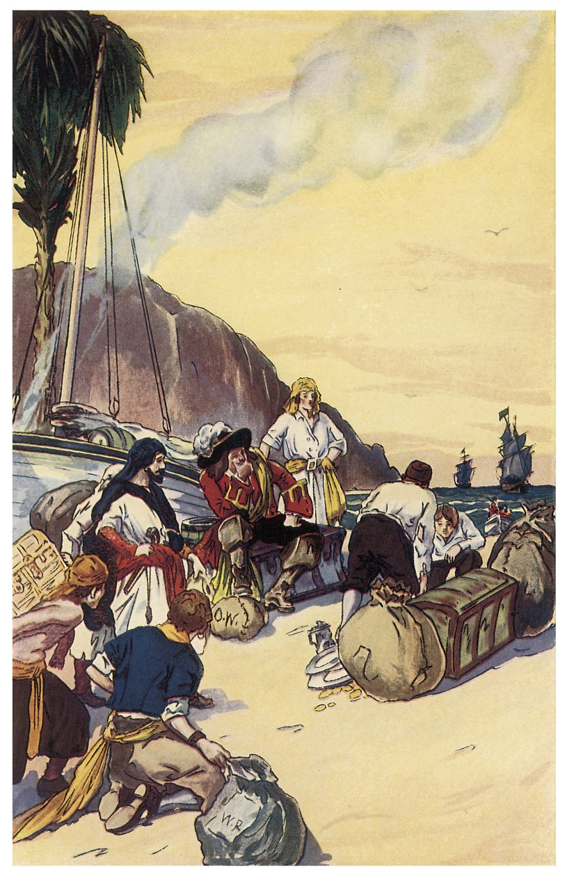 Der Pirat Henry Morgan teilt den Schatz von Maracaibo Illustration aus „Die Piraten von Panama oder die Freibeuter von Amerika“ von George Albert Williams (1875-1932) 1914 von George Alfred Williams