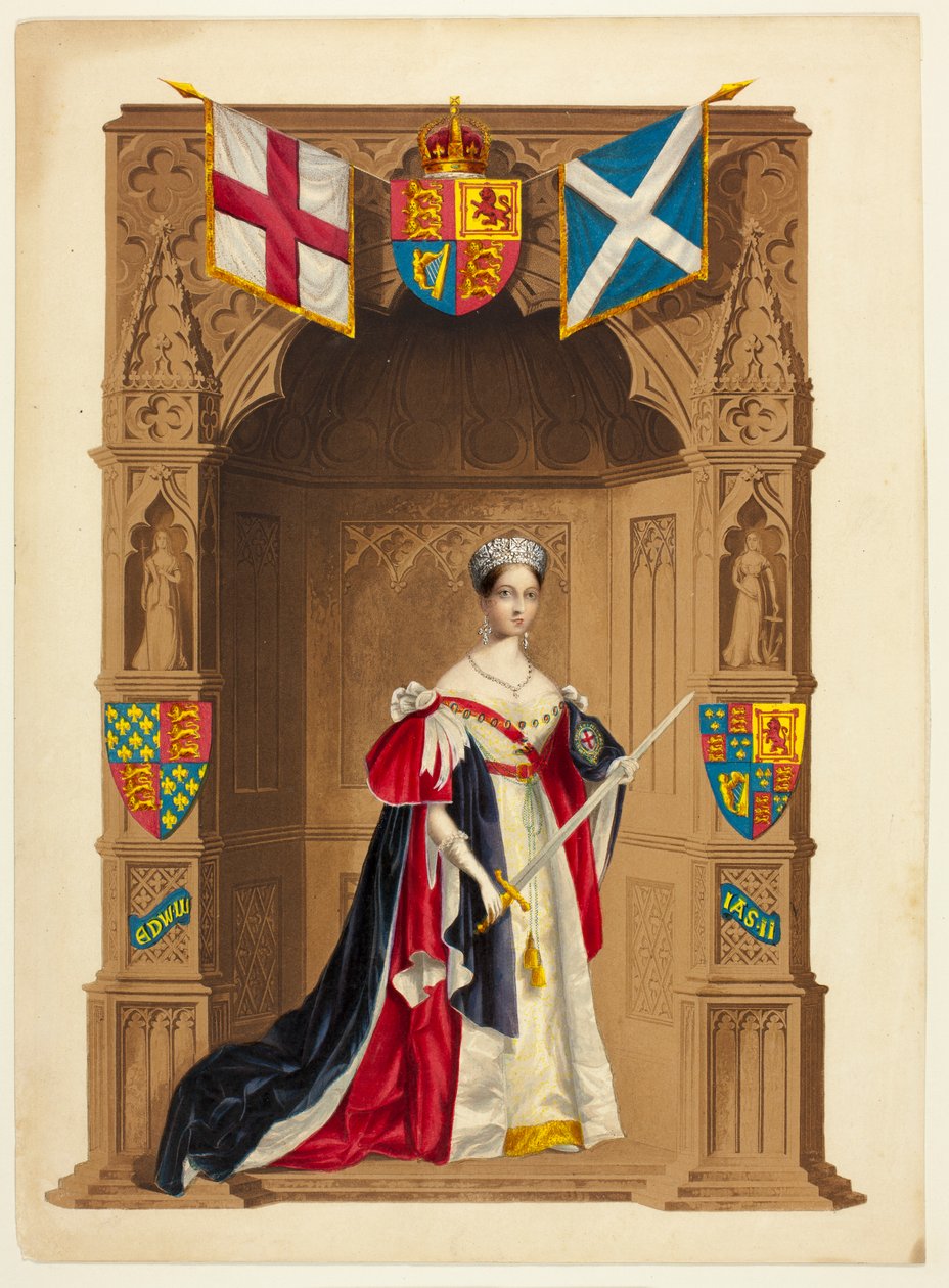 Ihre Majestät Königin Victoria, auch genannt Königin Victoria als Souverän des Hosenbandordens von George Baxter