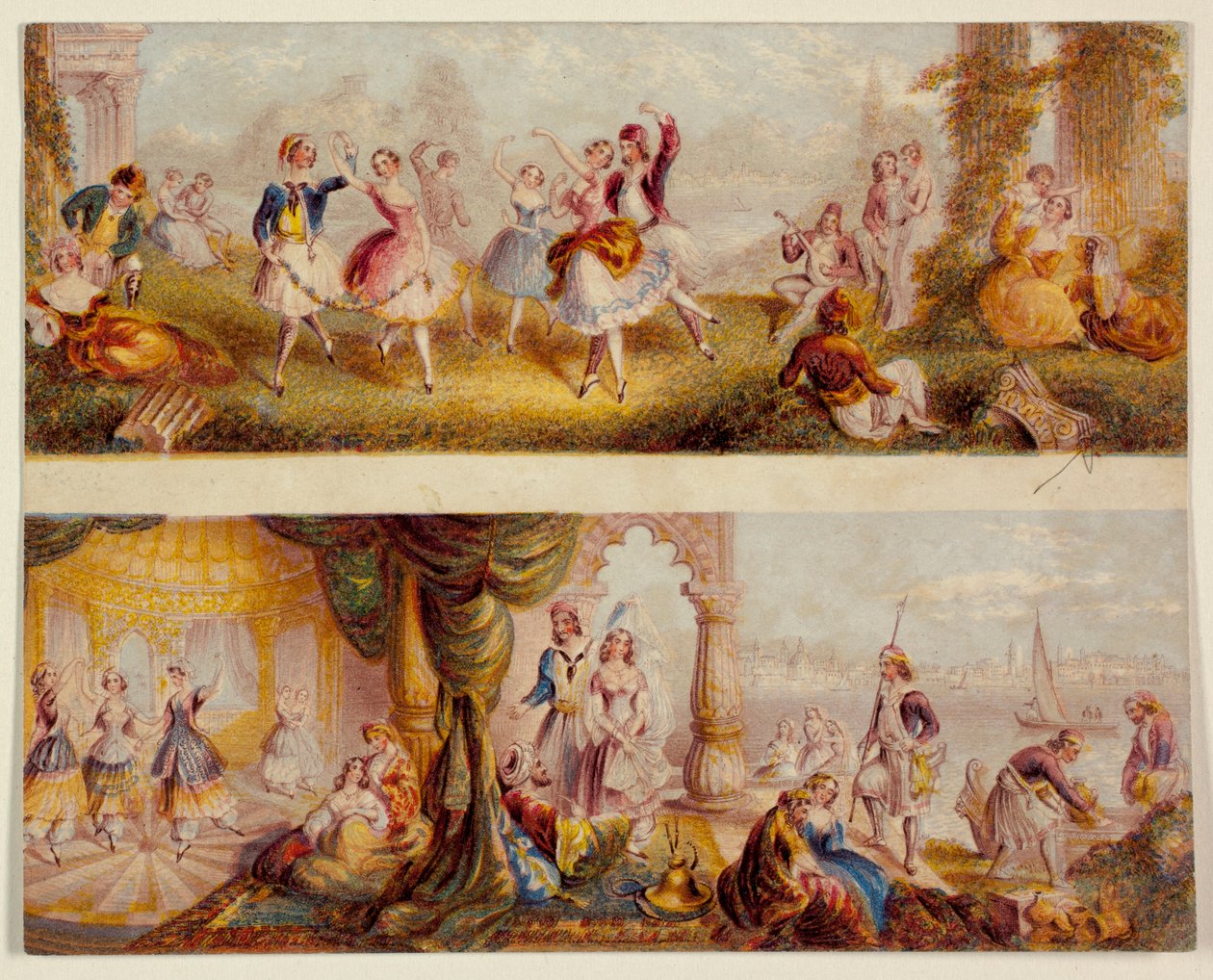 Der griechische Tanz und Harem-Set von George Baxter
