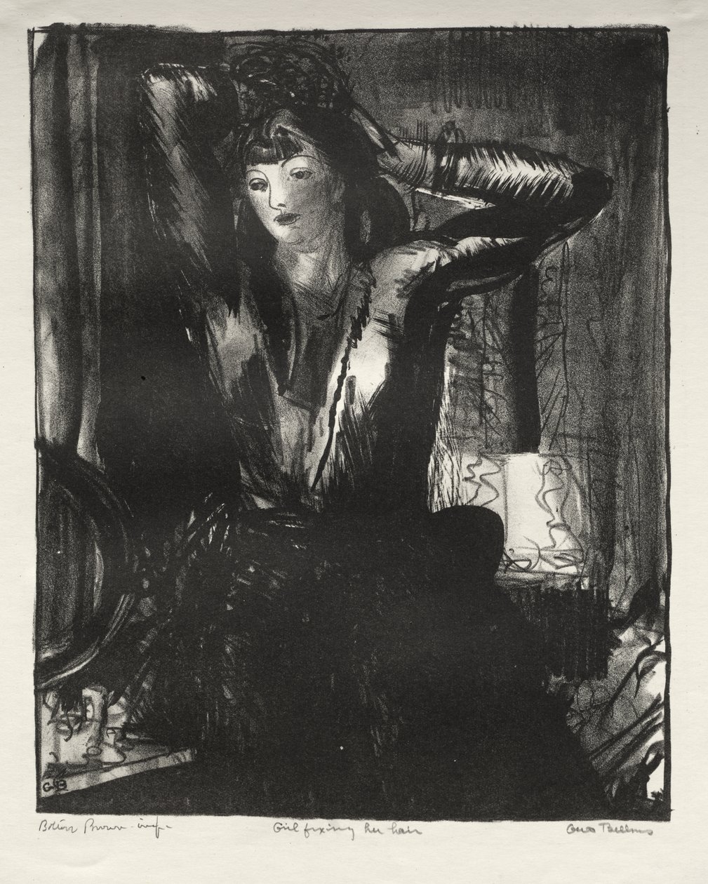 Mädchen, das sein Haar richtet von George Bellows