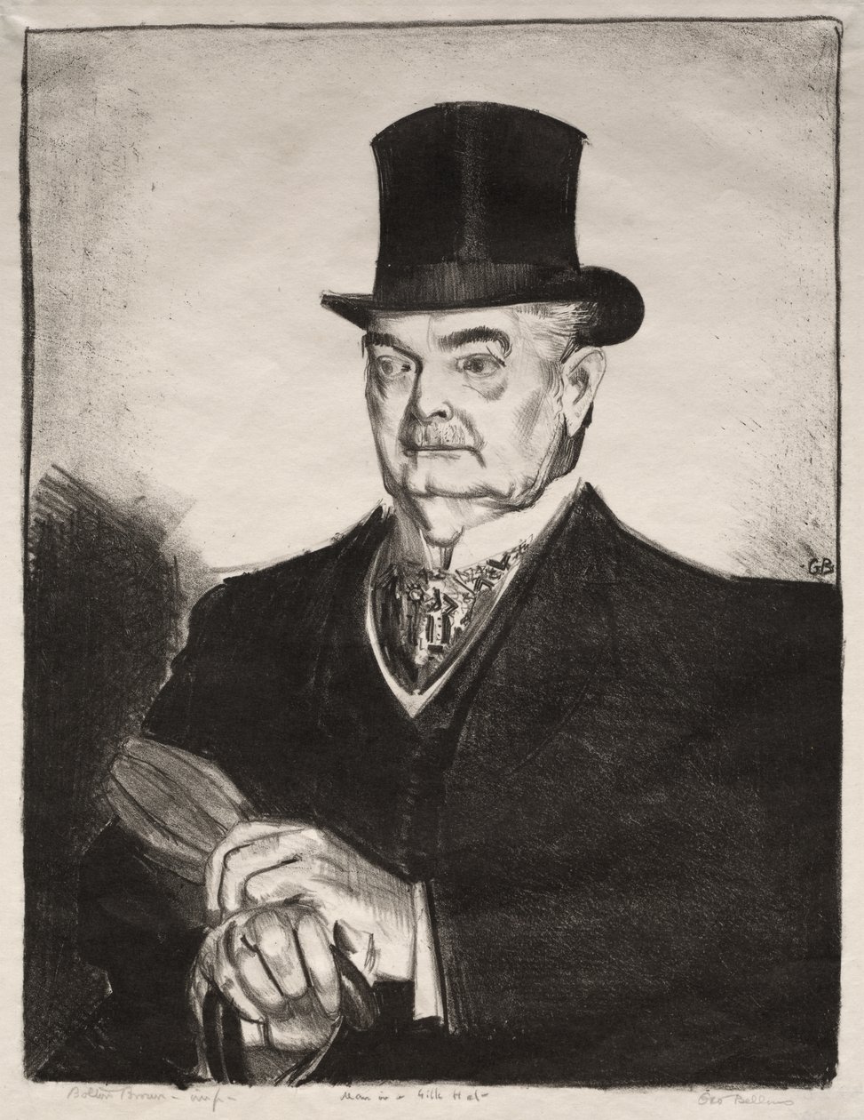 Mann mit einem Seidenhut von George Bellows