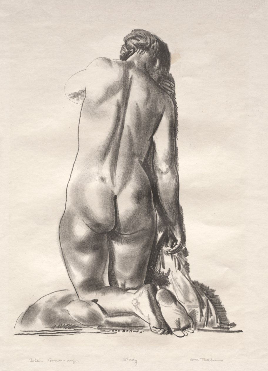 Aktstudie, Frau kniend auf einem Kissen von George Bellows