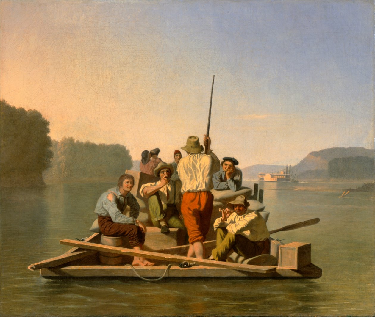 Leichter entlastet ein aufgelaufenes Dampfschiff von George Caleb Bingham