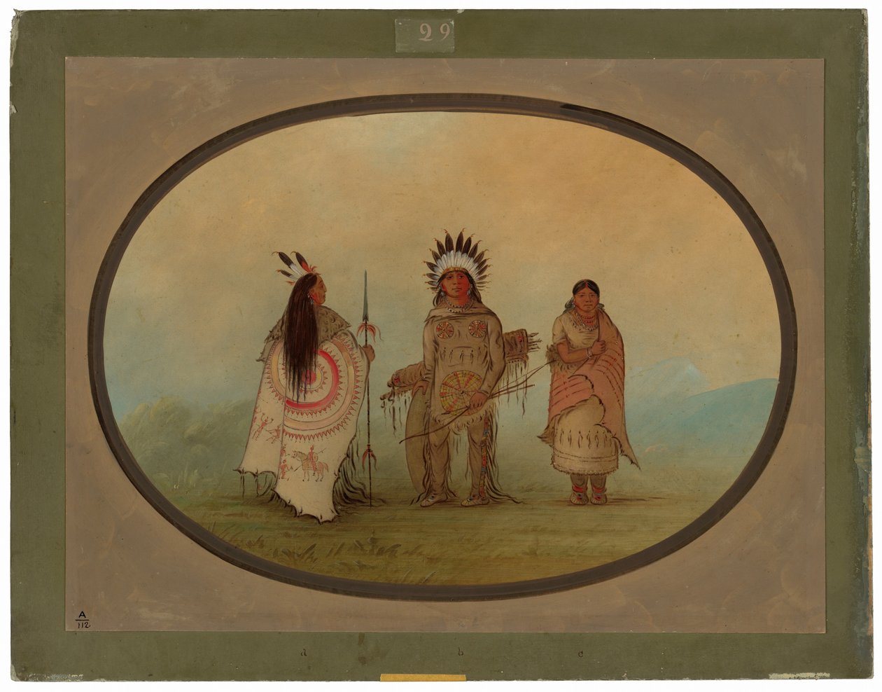 Ein Crow-Häuptling, ein Krieger und seine Frau von George Catlin