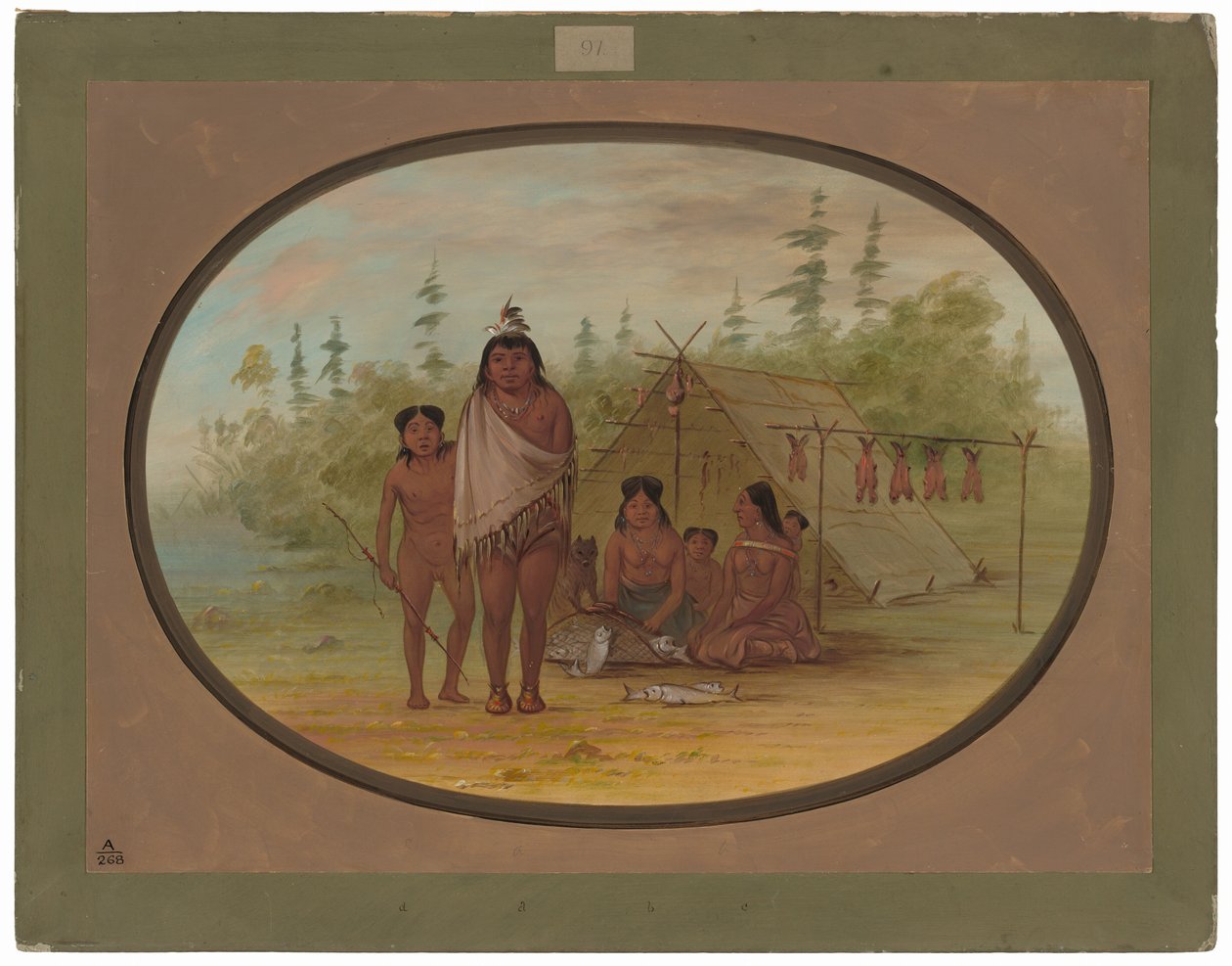 Ein Flathead-Häuptling mit seiner Familie von George Catlin