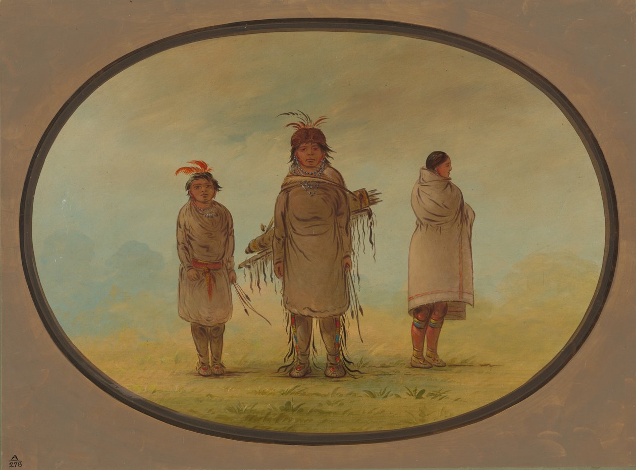 Ein steinerner Krieger, seine Frau und ein Junge, 1855-1869 von George Catlin
