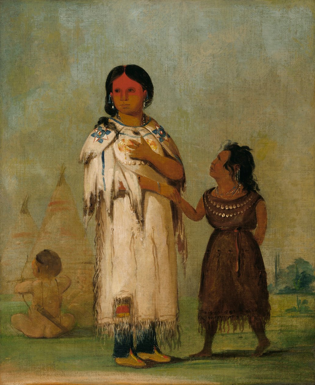 Assiniboin Frau und Kind von George Catlin