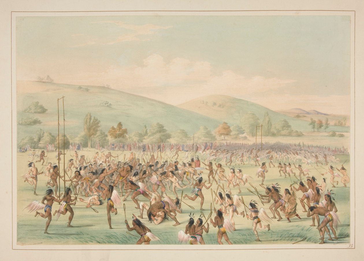 Ballspiel, pl. 23 aus dem nordamerikanischen Indianer-Portfolio von George Catlin