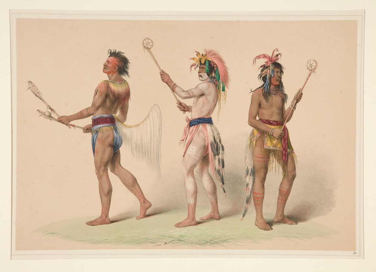 Ballspieler, Tafel 21 aus dem nordamerikanischen Indianer-Portfolio von George Catlin
