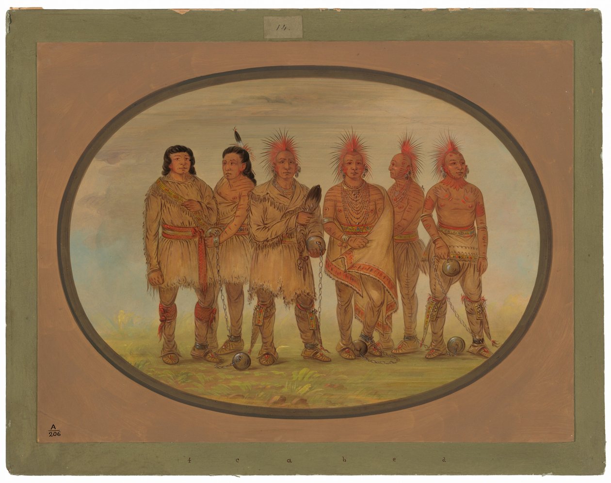 Black Hawk und fünf andere Saukie-Gefangene von George Catlin