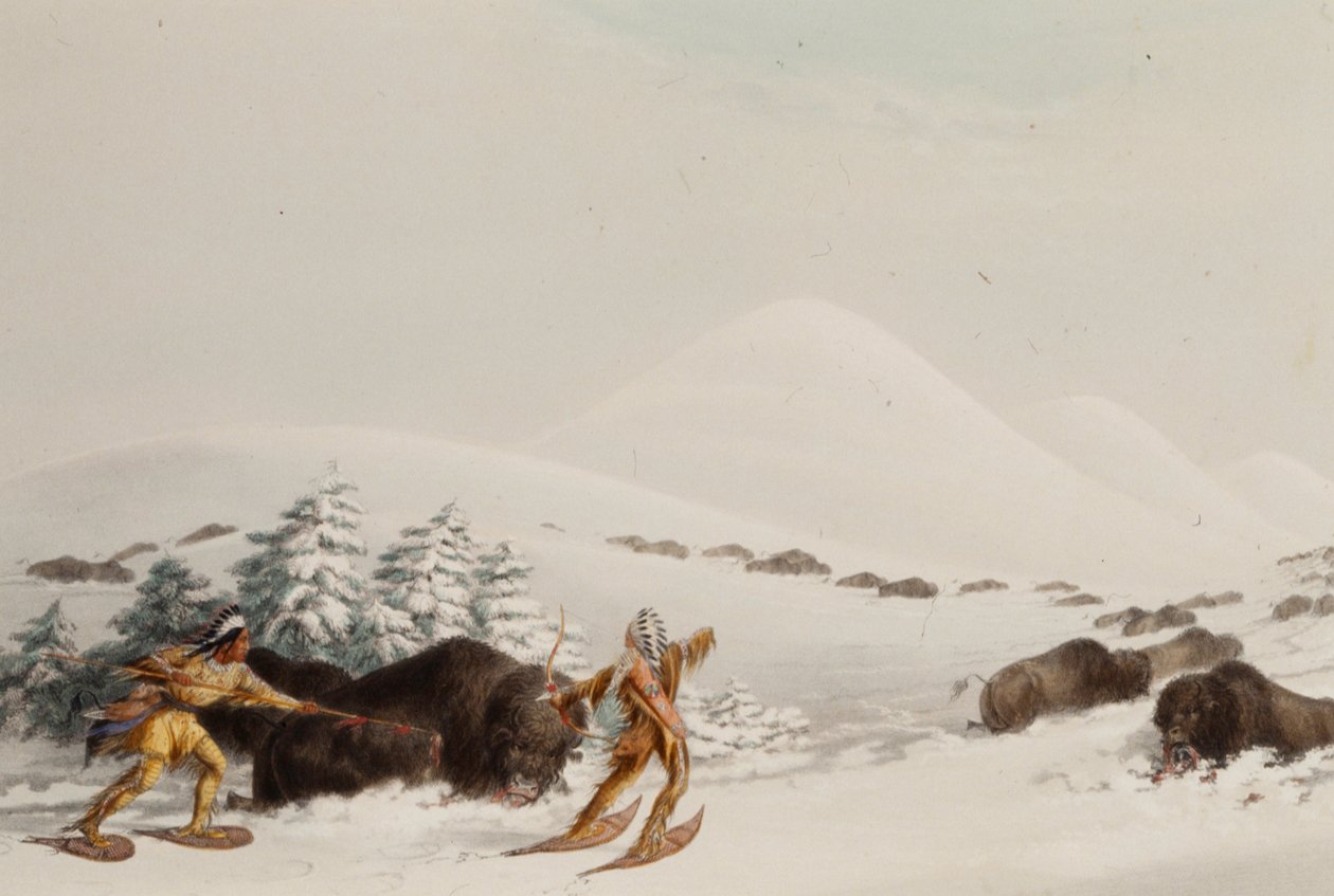 Büffeljagd auf Schneeschuhen von George Catlin