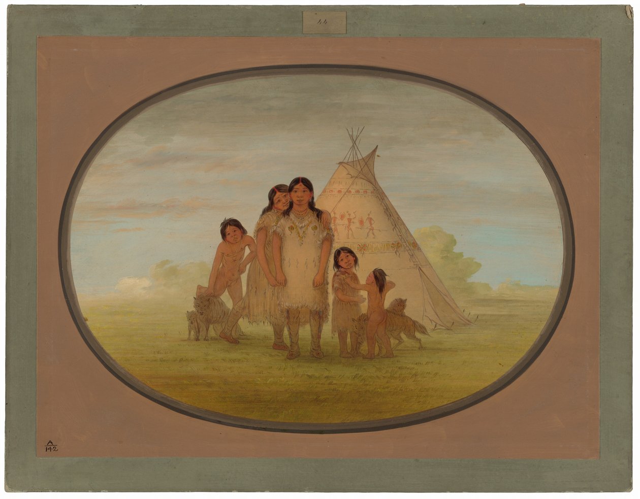 Kinder des Camanchee-Häuptlings und Wigwam von George Catlin