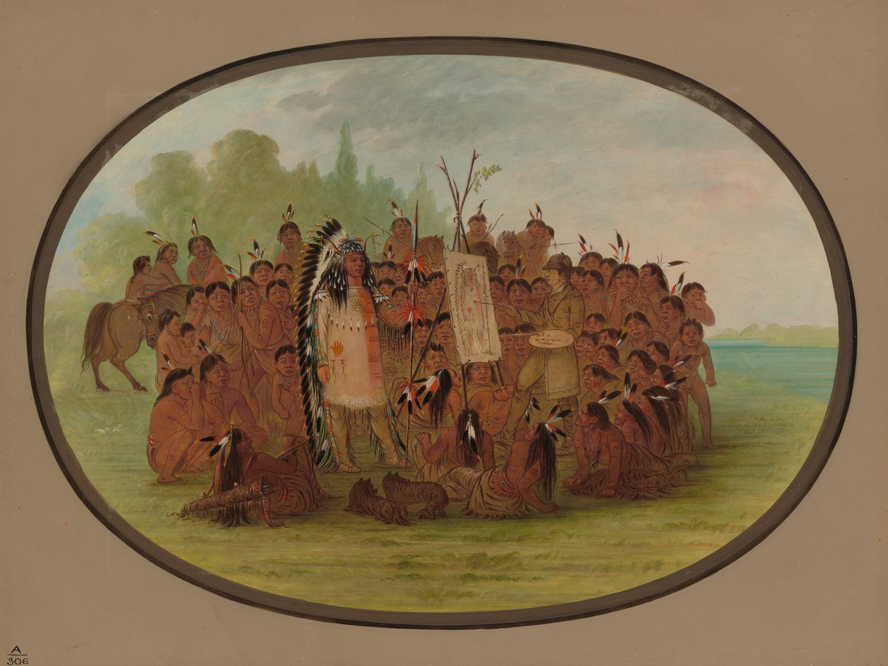 Catlin malt das Porträt von Mah-to-toh-pa - Mandan, 1861-1869 von George Catlin