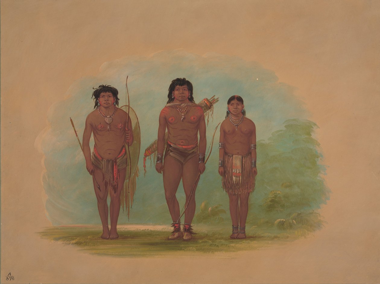 Chaco-Häuptling, seine Frau und ein Krieger, 1854-1869 von George Catlin