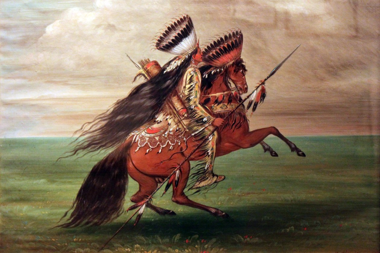 Crow-Indianer "Der, der über alles springt" von George Catlin