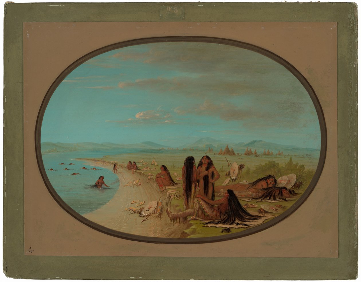 Krähenkrieger beim Baden von George Catlin