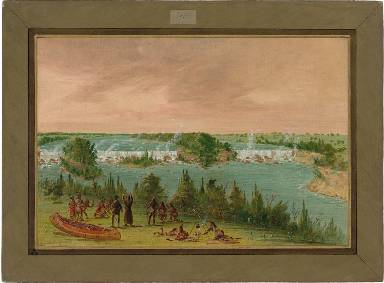 Pater Hennepin und Gefährten an den St. Anthony-Fällen. 1. Mai 1680 von George Catlin