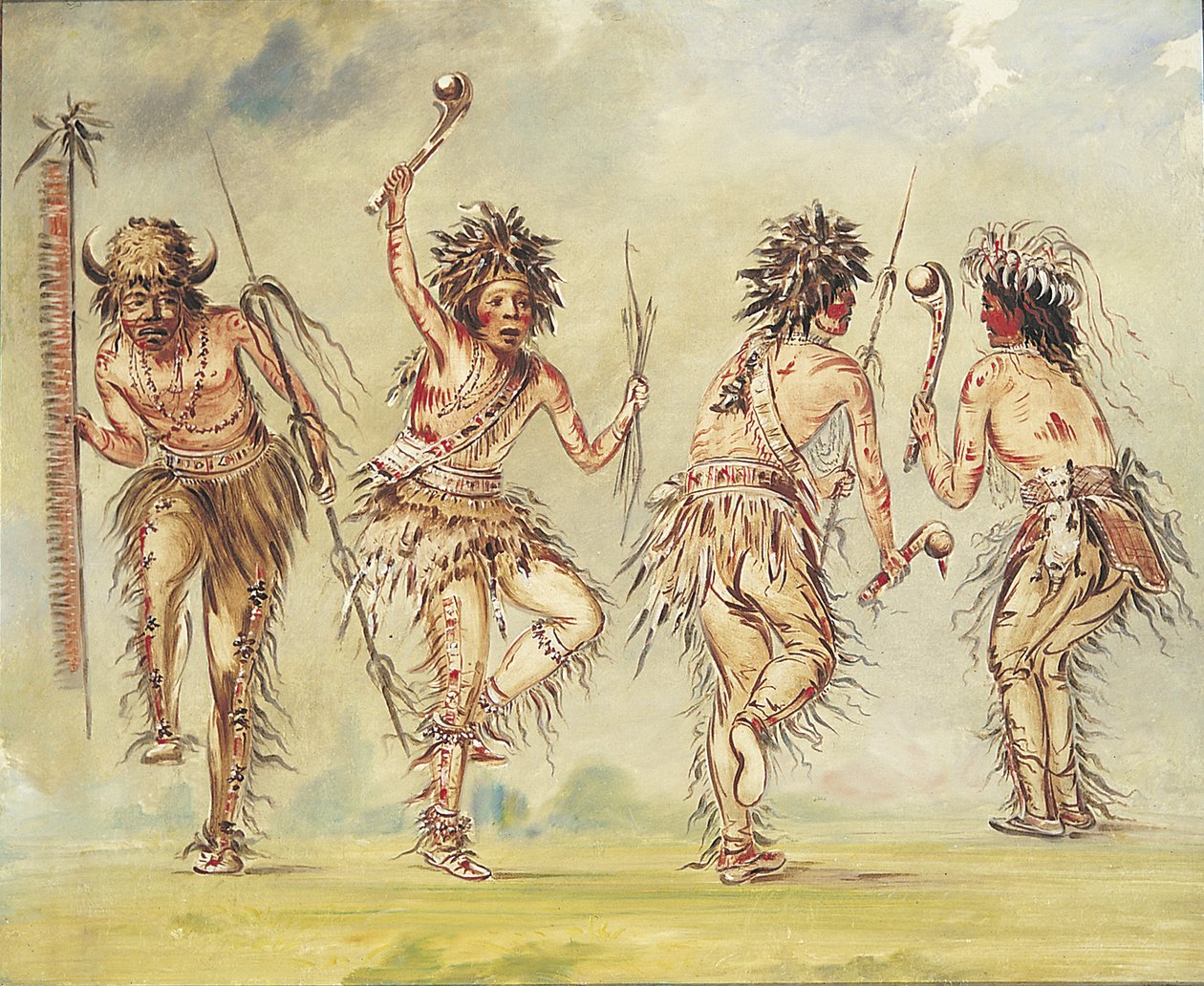 Vier Tänzer, 1843-1844 von George Catlin