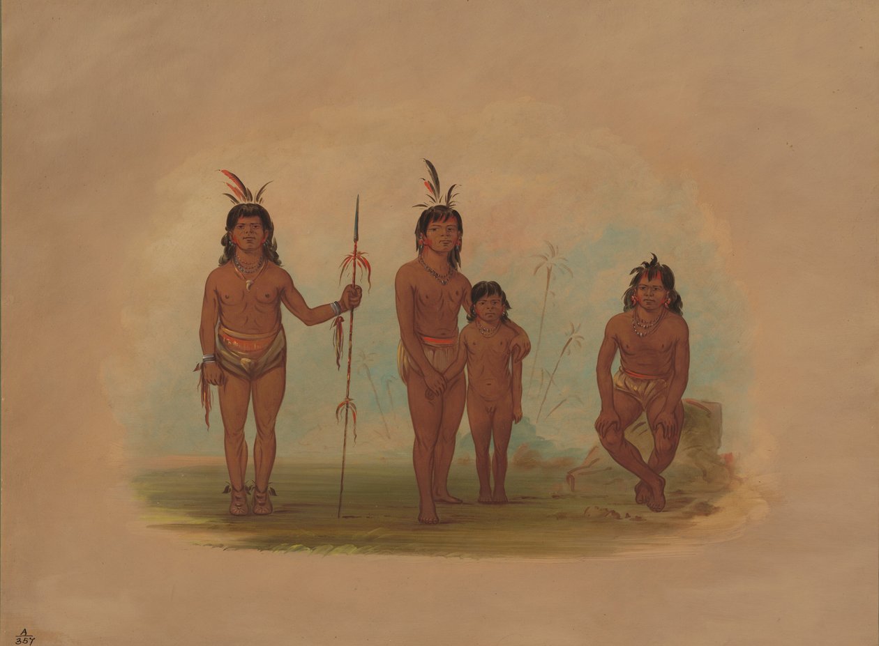 Vier Goo-a-give Indianer, 1854-1869 von George Catlin