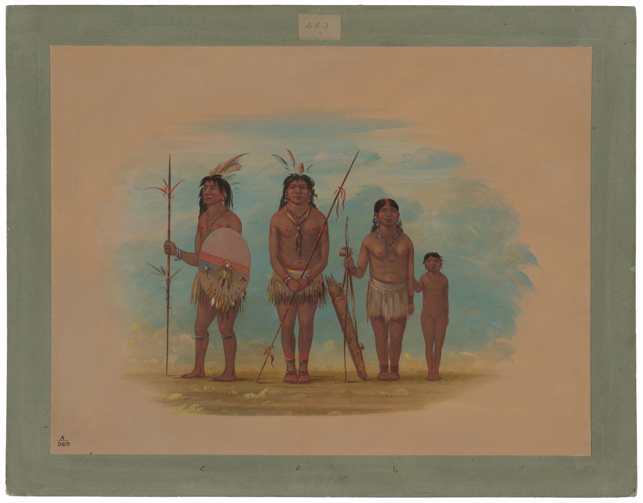 Vier Xingu-Indianer von George Catlin