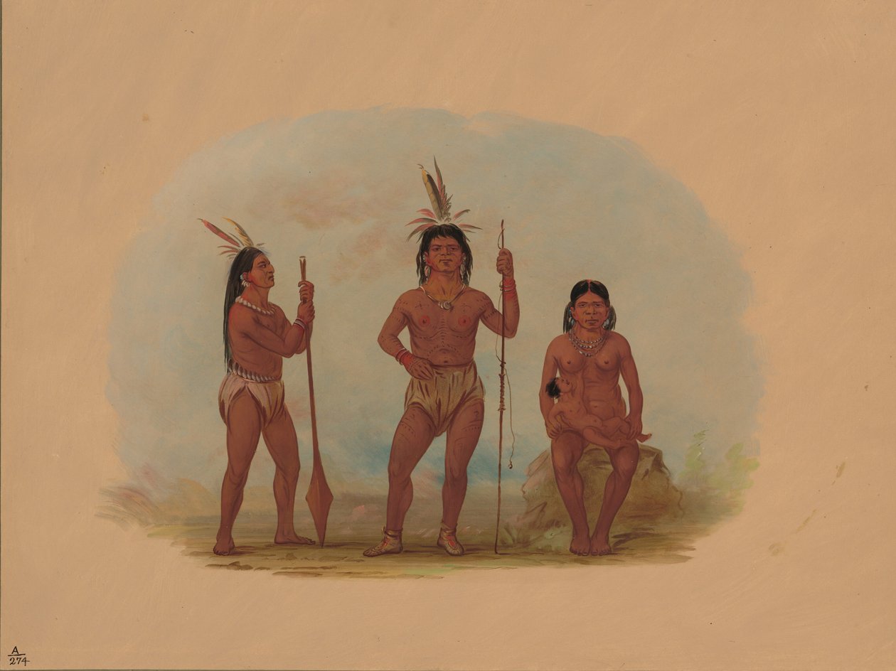 Klahoquaht-Häuptling, seine Frau und Sohn von George Catlin