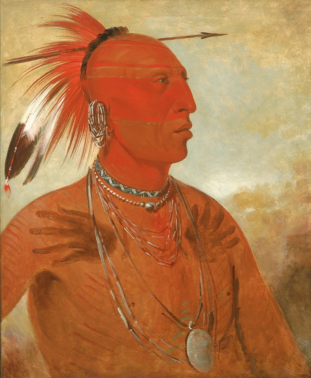La-wáh-he-coots-la-sháw-no, Tapferer Häuptling, ein Skidi (Wolf) Pawnee von George Catlin