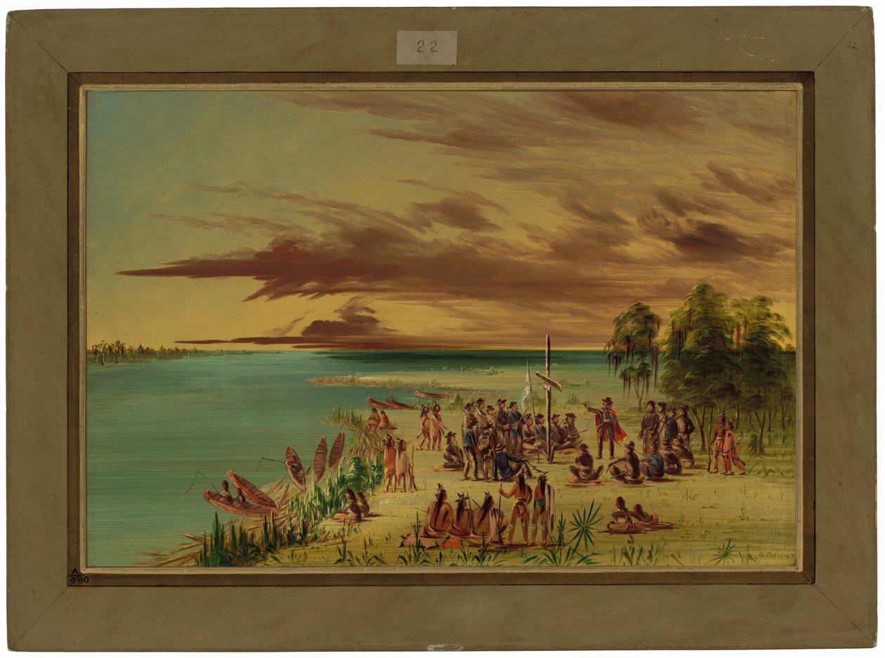 La Salle beansprucht Louisiana für Frankreich. 9. April 1682 von George Catlin