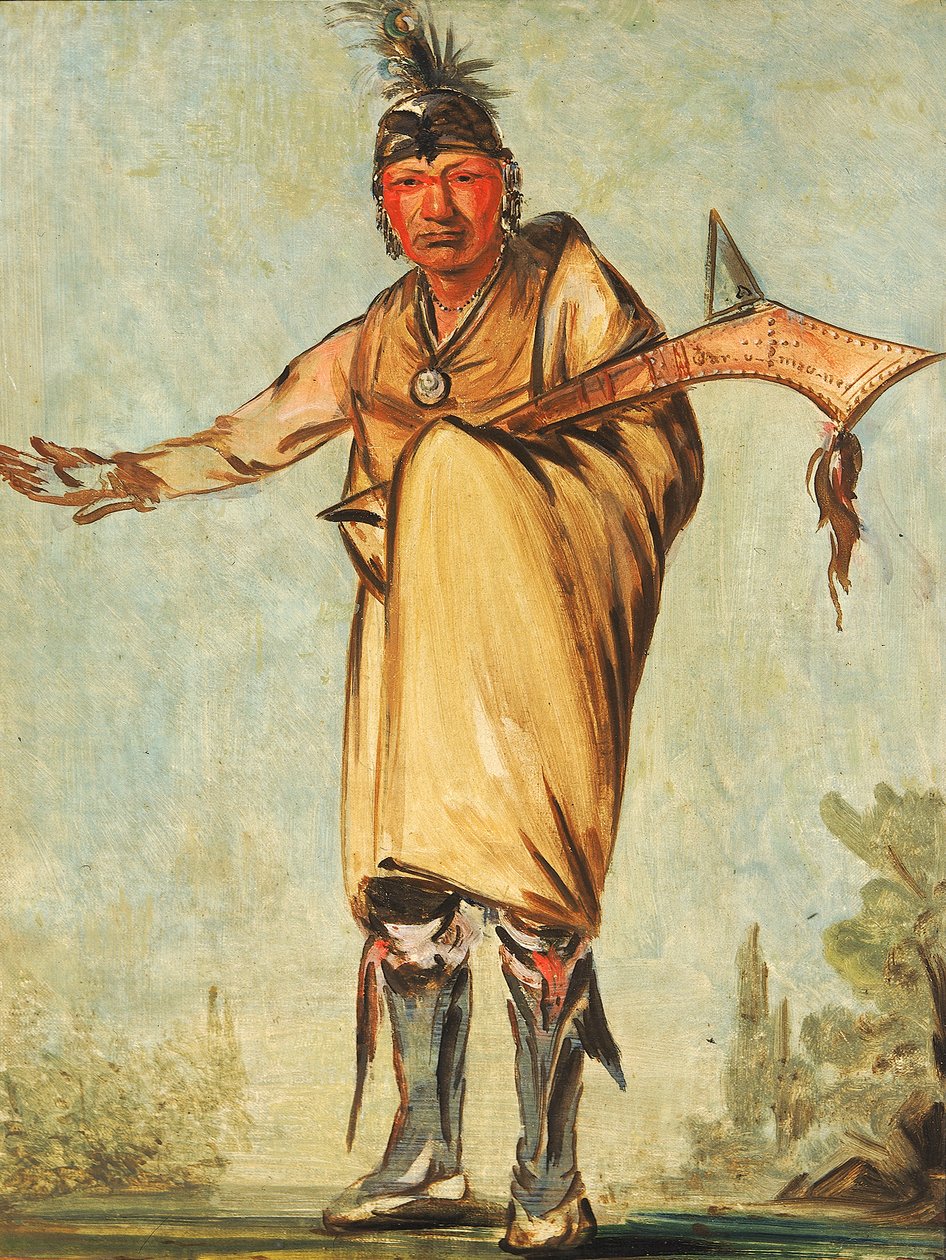 Náw-káw, Holz, ehemaliger Häuptling des Stammes, 1828 von George Catlin