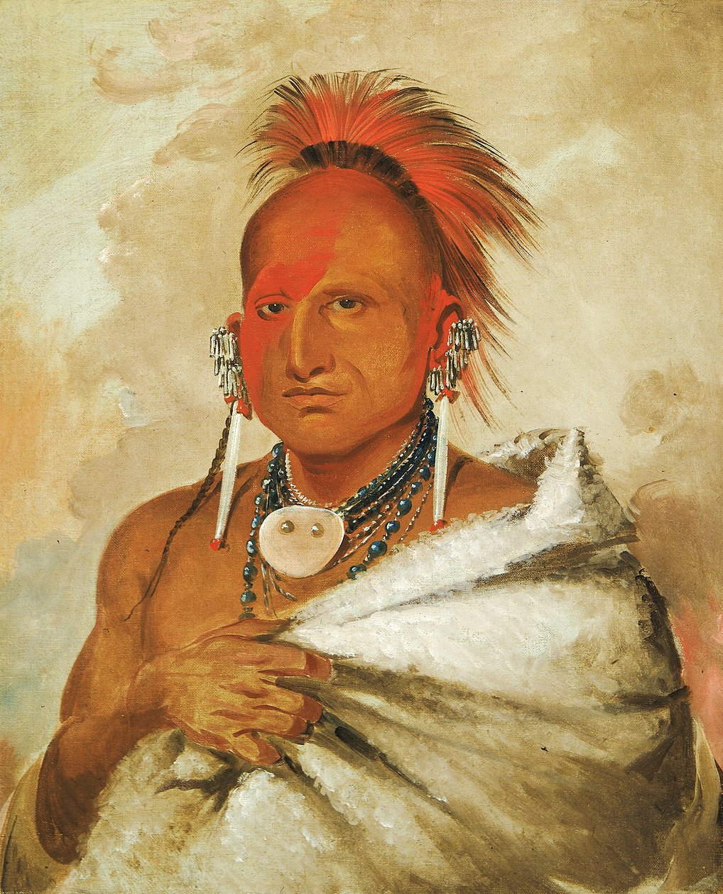 O-rón-gás-see, Bärenfänger, ein berühmter Krieger, 1832 von George Catlin