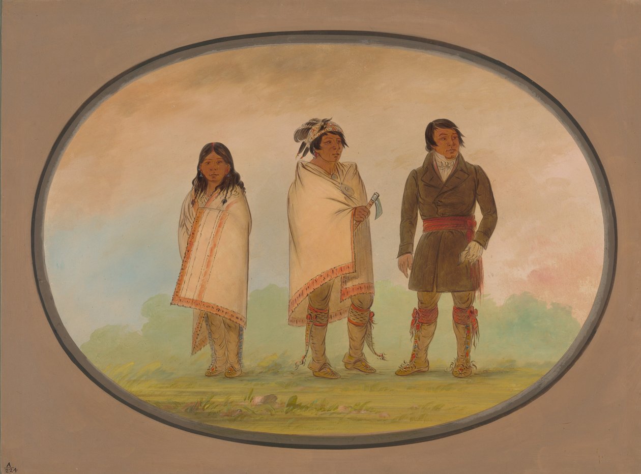 Oneida-Häuptling, seine Schwester und ein Missionar, 1861-1869 von George Catlin
