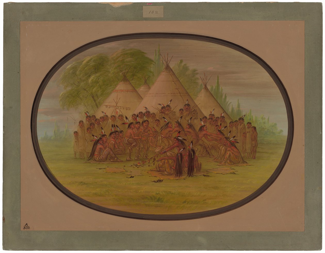 Pfeifentanz - Assinneboine von George Catlin