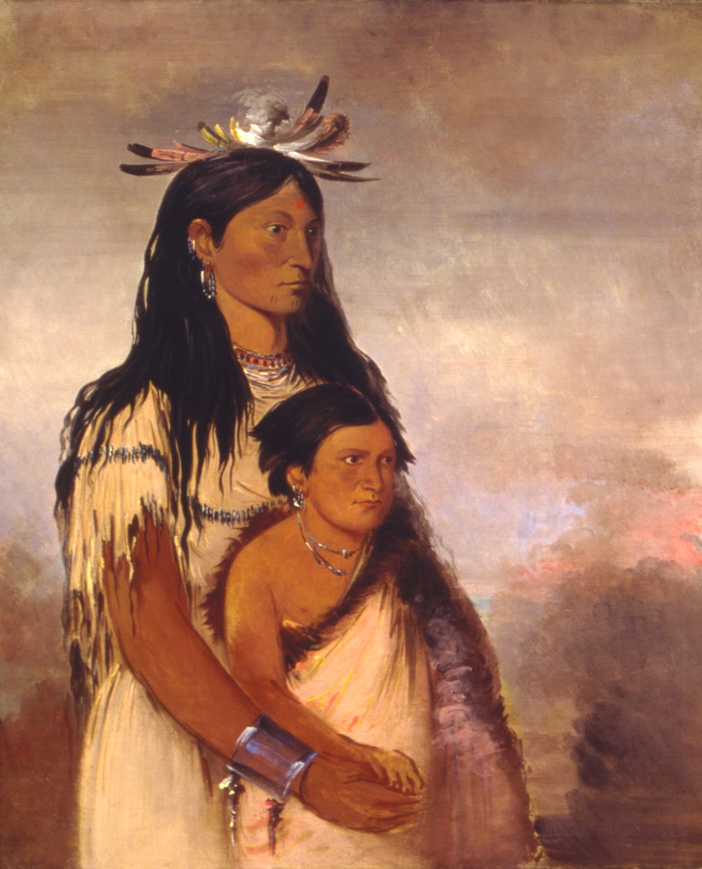 Túnk-aht-óh-ye, Donnerer, ein Junge, und Wun-pán-to-mee, Weißes Wiesel, ein Mädchen von George Catlin