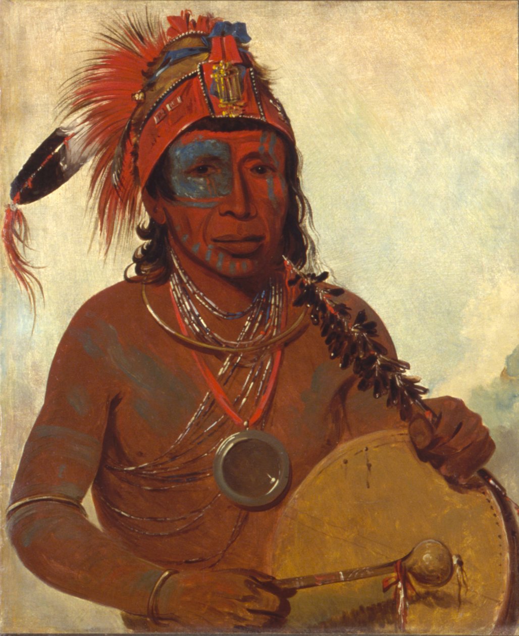Tóh-to-wah-kón-da-pee, Blaue Medizin, ein Medizinmann des Ting-ta-to-ah Bandes von George Catlin